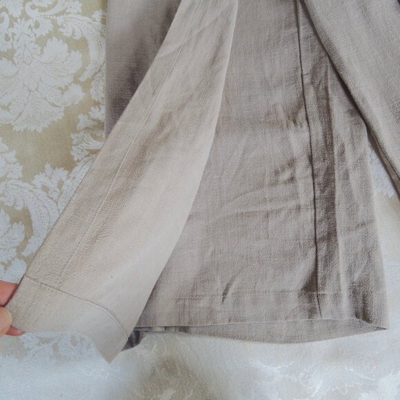 Du Jour Tan Linen Blend Wrap Overlay Crop Pants M - Picture 4 of 10